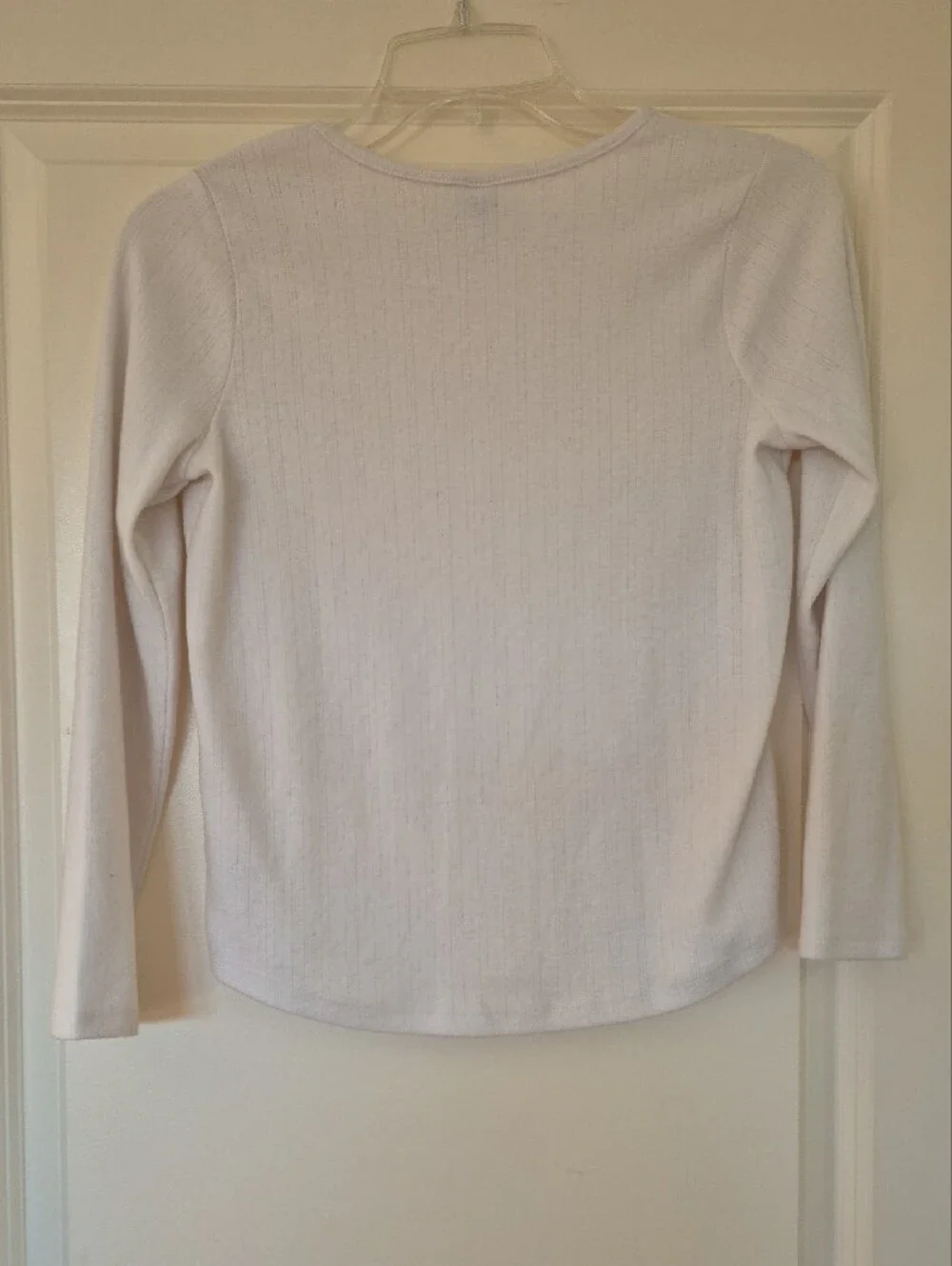 Old Navy Cream-color Ribbed Long-Sleeve Crewneck Tee